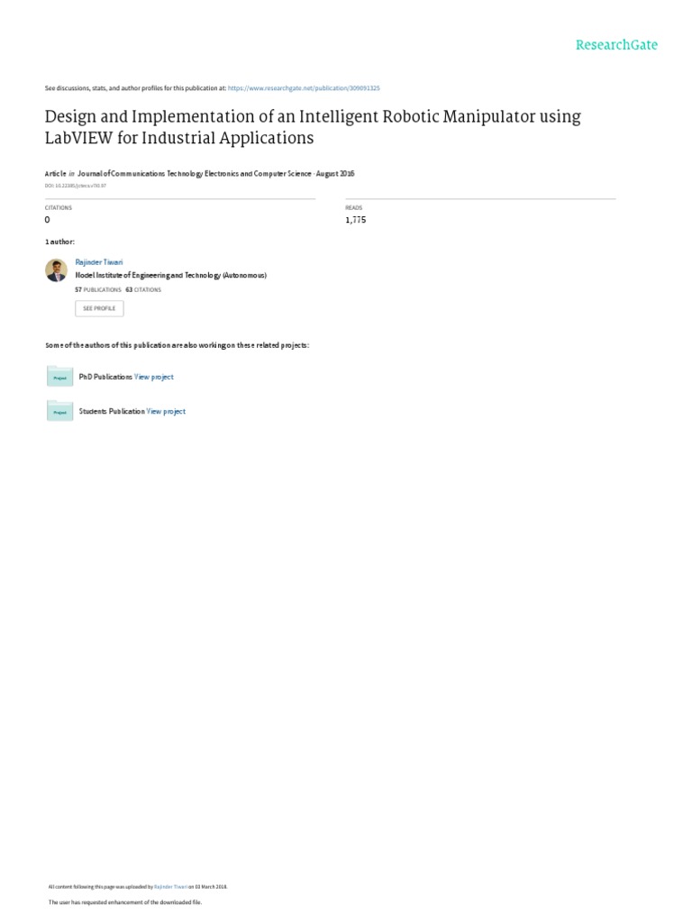 Design And Implementation Of An Intelligent Roboti Download Free Pdf