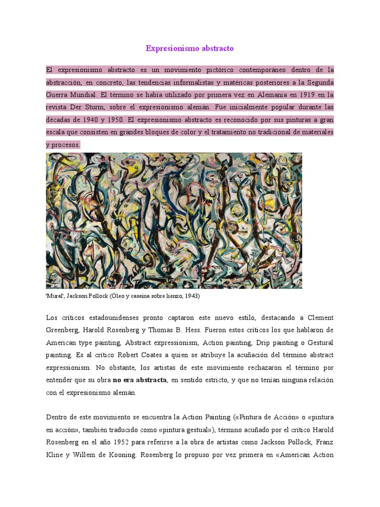Historia del Expresionismo Abstracto | PDF