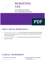 Capital Budgeting Techniques: MADE BY:-VARSHA (227/MBA/SAHS/2021)