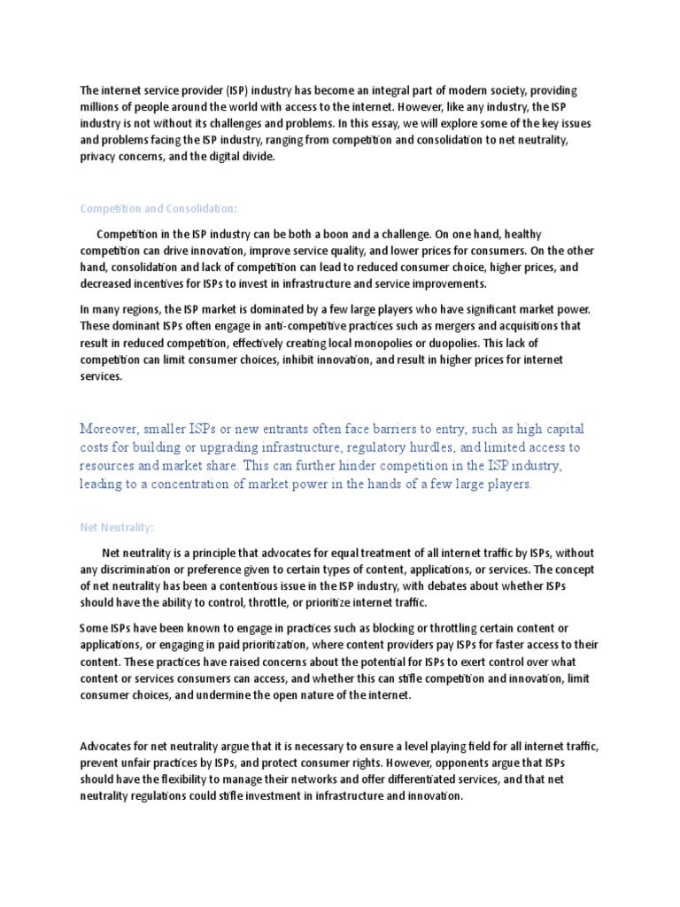 Net Neutrality and ISP Challenges | PDF