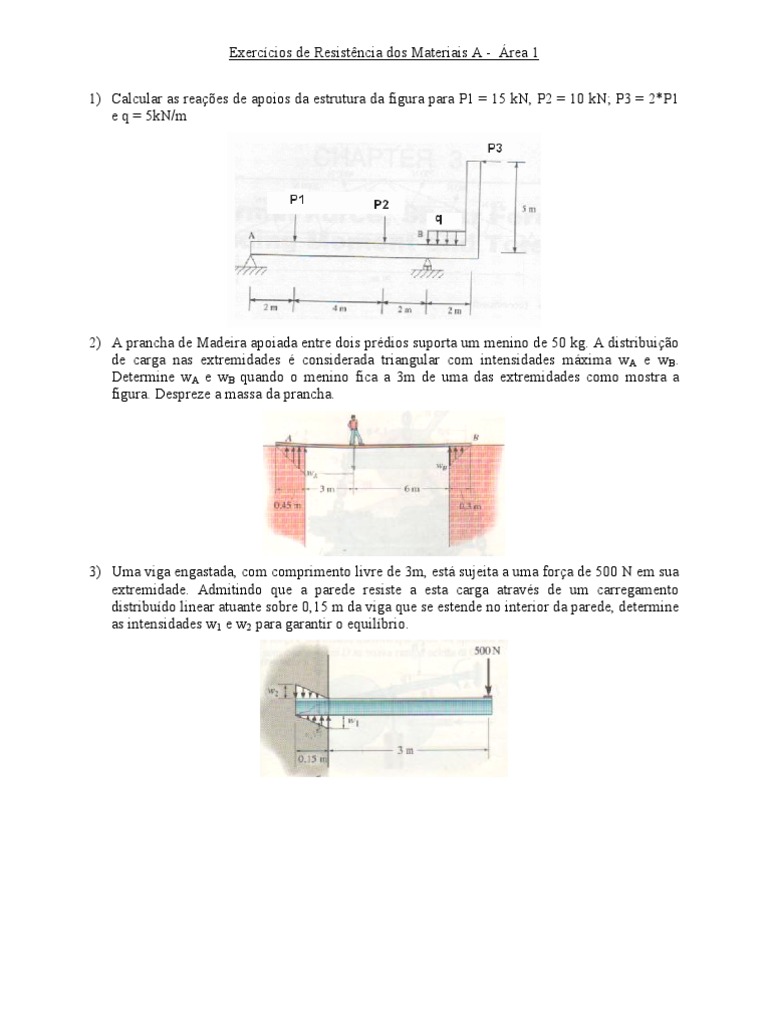 Exercicios Resmat 1 To em Vigas | PDF | Treliça | Flexão (Física)