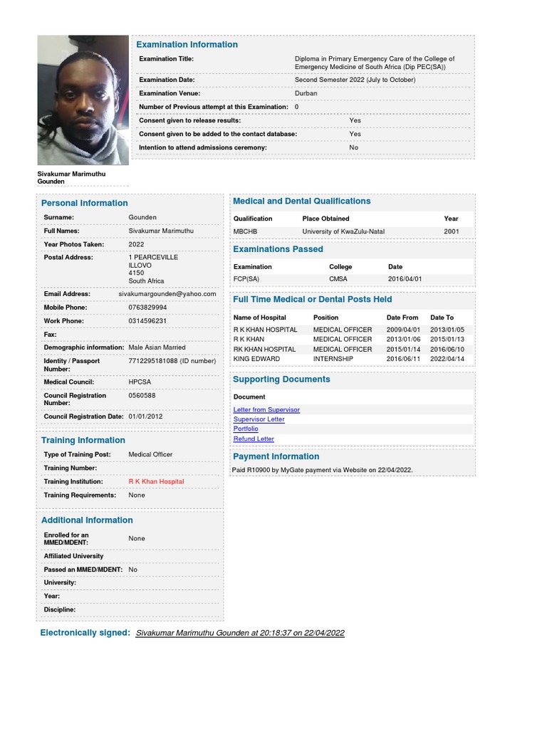 CMSA Examination Application 69156 2 2 2023 | PDF | Medical Education ...