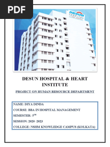 Desun Hospital & Heart Institute: Project On Human Resource Department