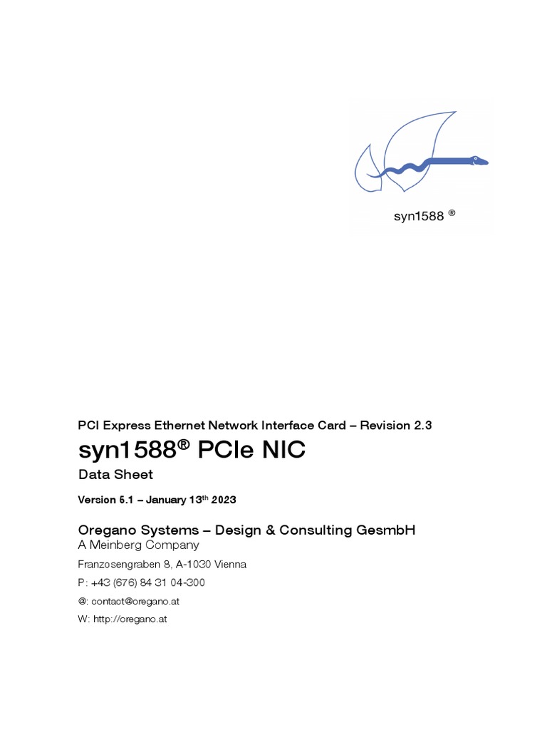 Syn1588 Pcie Nic Ds | PDF | Network Interface Controller | Operating System