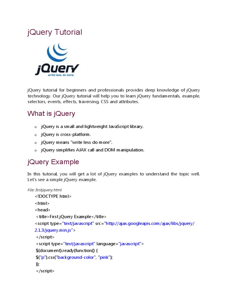 JQuery 1 | PDF | J Query | Html Element