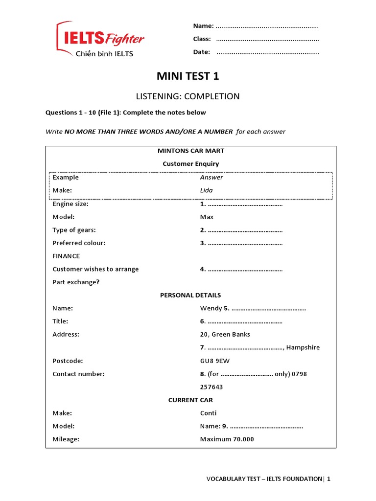 IELTS Listening & Feedback Test | PDF