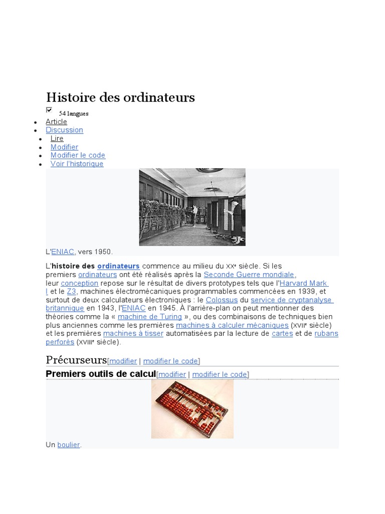 Histoire Des Ordinateurs: Précurseurs | PDF