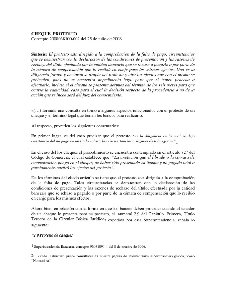 Protesto de Cheques | PDF