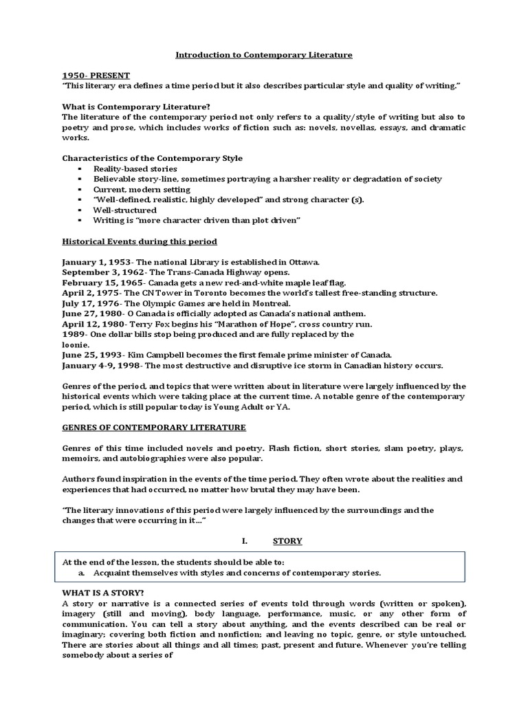 Introduction To Contemporary Lit Pdf