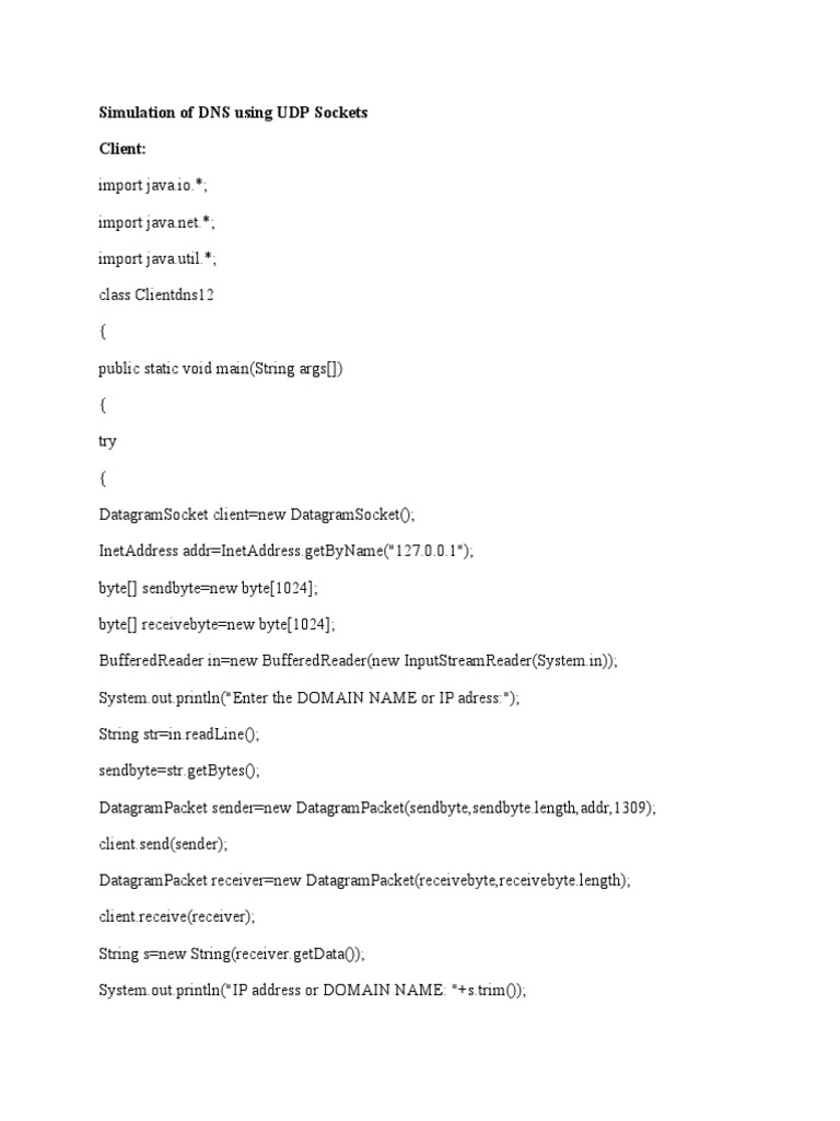 Simulation of DNS Using UDP Sockets | PDF | Teaching Methods ...