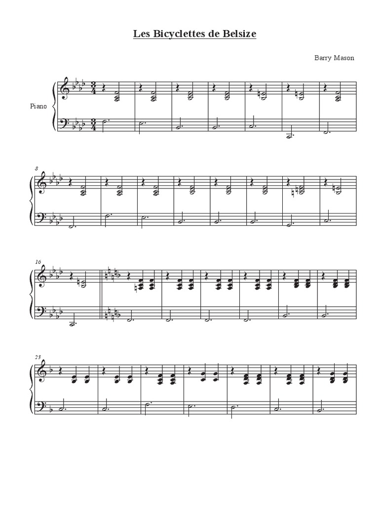 Les Bicyclettes Piano Score PDF