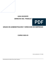 Guía Docente Derecho Del Trabajo: Vicerrectorado de Calidad, Ética y Buen Gobierno