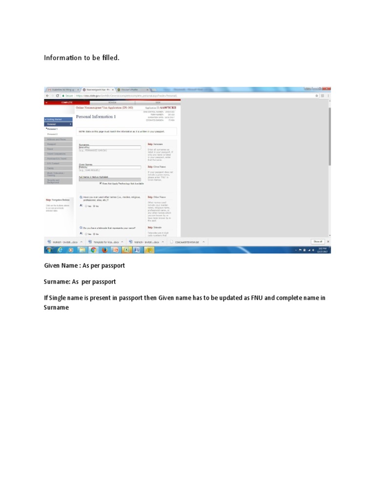 DS-160 Form Completion Guide | PDF