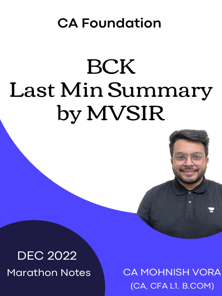 CA Foundation BCK Last Min Summary by Mvsir PDF