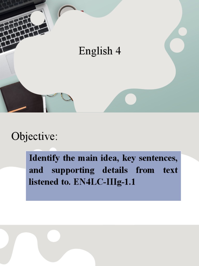 English 4Main Idea, Key Sentence and Supporting Details PDF