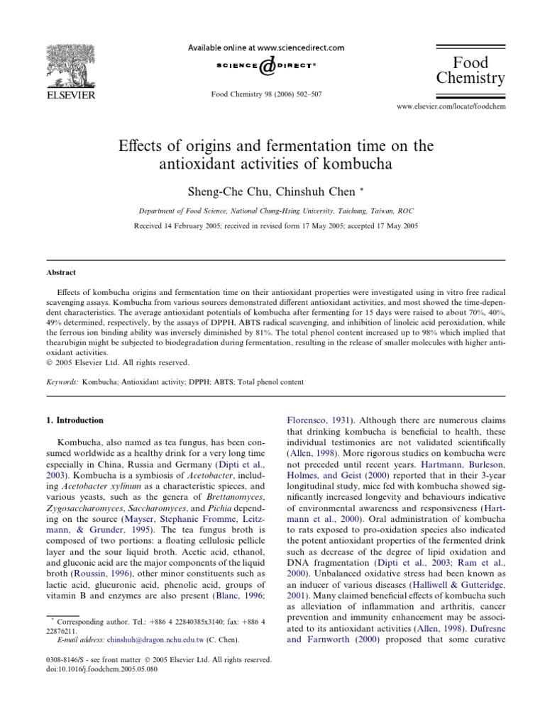 Effects of Origins and Fermentation Time On The Antioxidant Activities ...