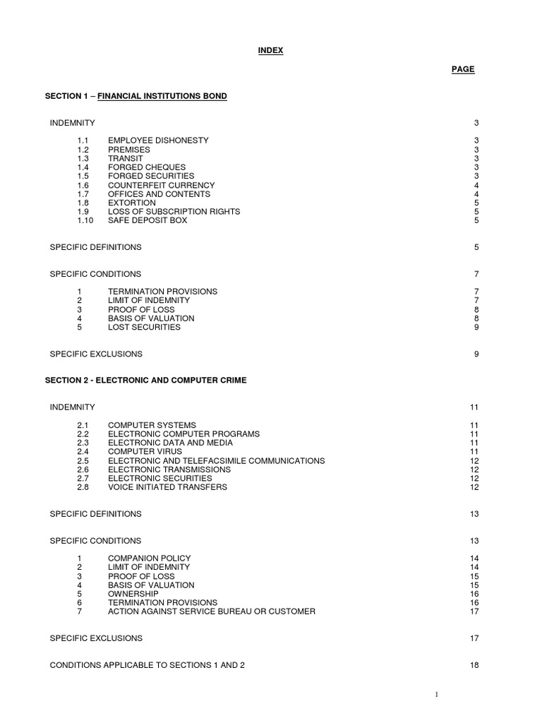 Bankers Blanket Bond Download Free PDF Indemnity Insurance