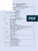 Class IV Term-I Syllabus 2022-23