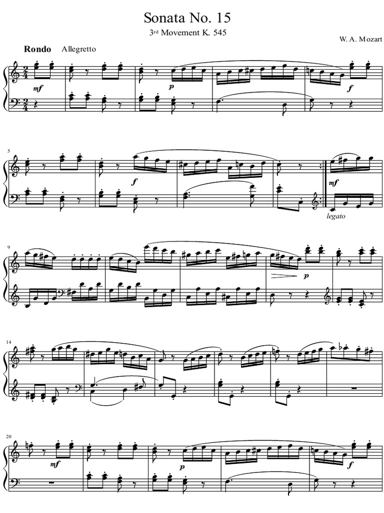 Mozart sonate K545 3rd movt PDF