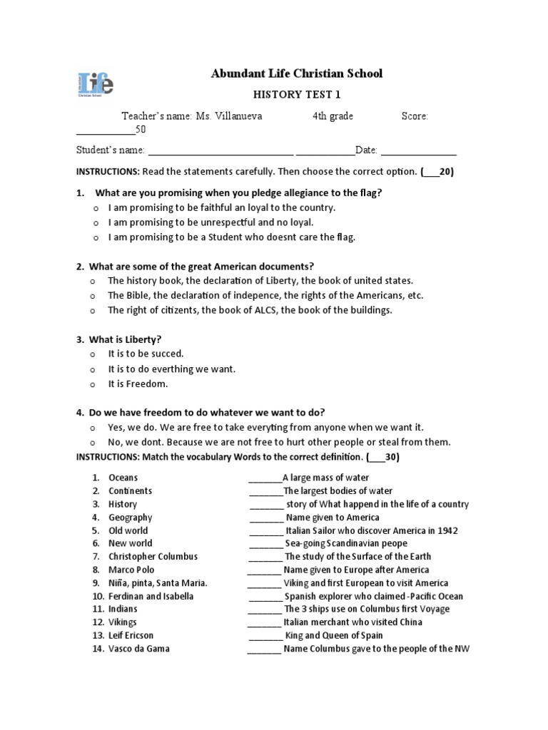 HISTORY FREE ONLINE TEST visual data 5