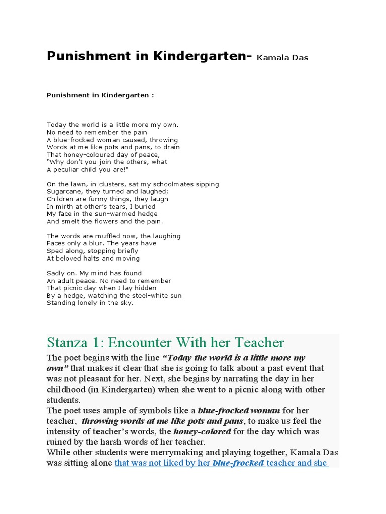 Punishment In Kindergarten Summary