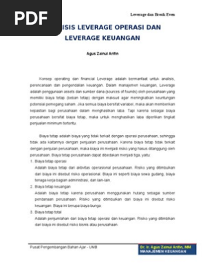 Analisis Leverage Operasi Dan Leverage Keuangan