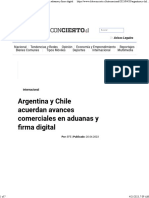Argentina y Chile Acuerdan Avances Comerciales en Aduanas y Firma Digital