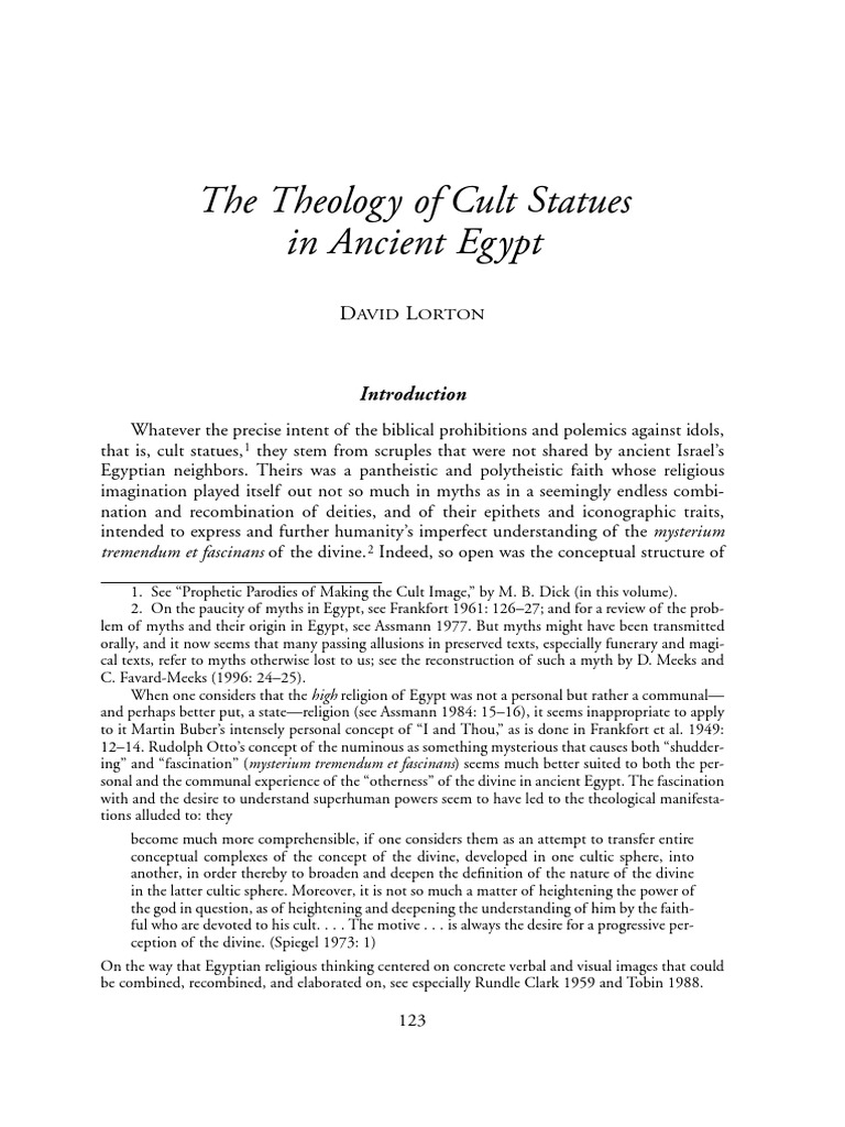 Lorton the theology of cult statues in ancient egypt pdf ancient