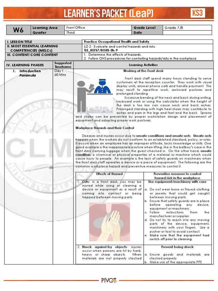 Tle He Fo78 W6 PDF Personal Protective Equipment Occupational Safety And Health