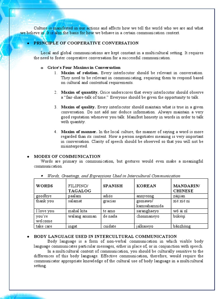 O Grice's Four Maxims in Conversation | PDF | Communication | English ...