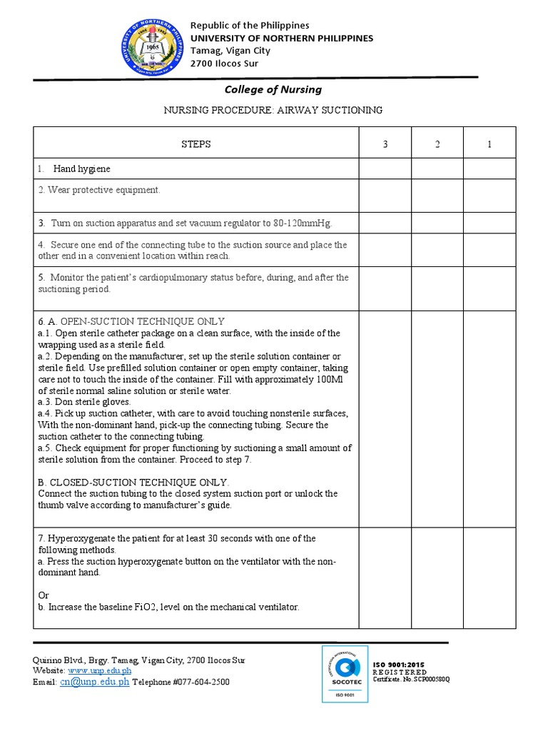 Suctioning Checklist PDF