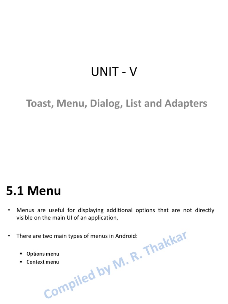 Android Menu Types Explained | PDF