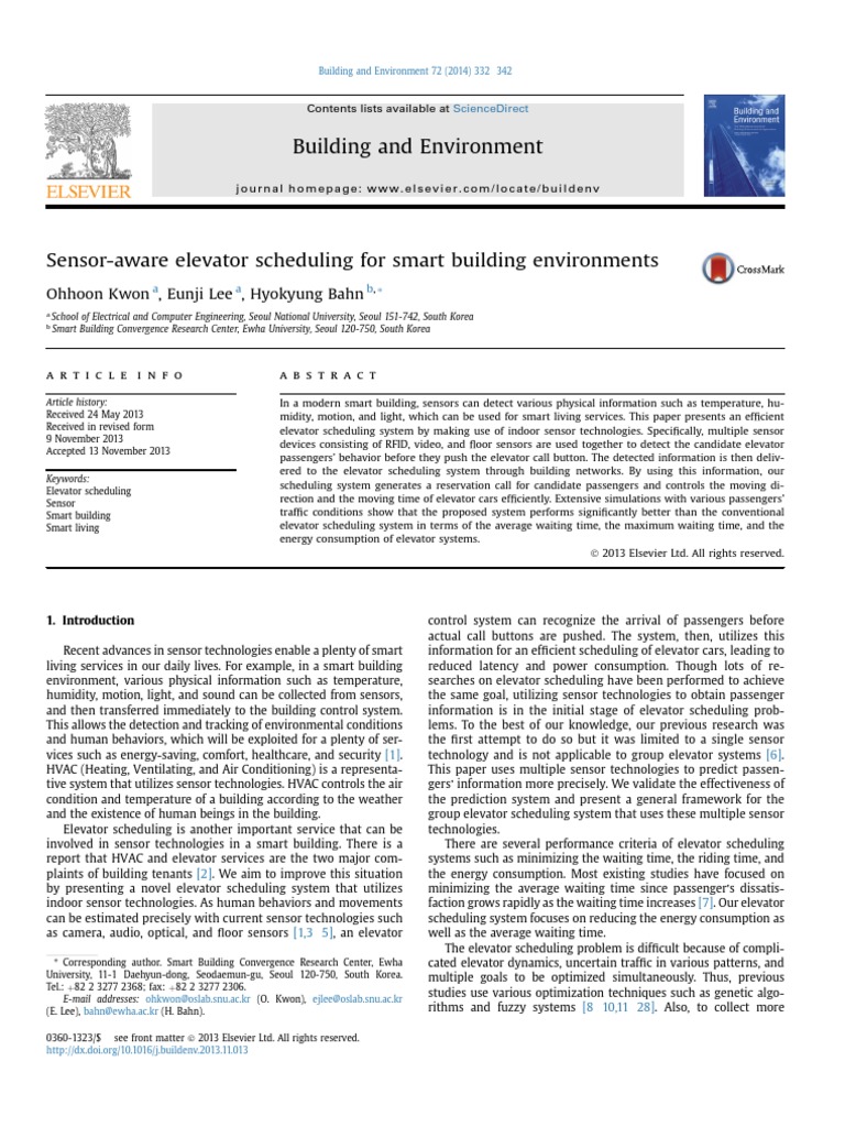 Sensor-Based Elevator Scheduling System | PDF | Elevator | Building ...