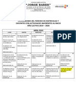 Cronograma Matrículas y Actividades Inicio Año Lectivo 2019-2020