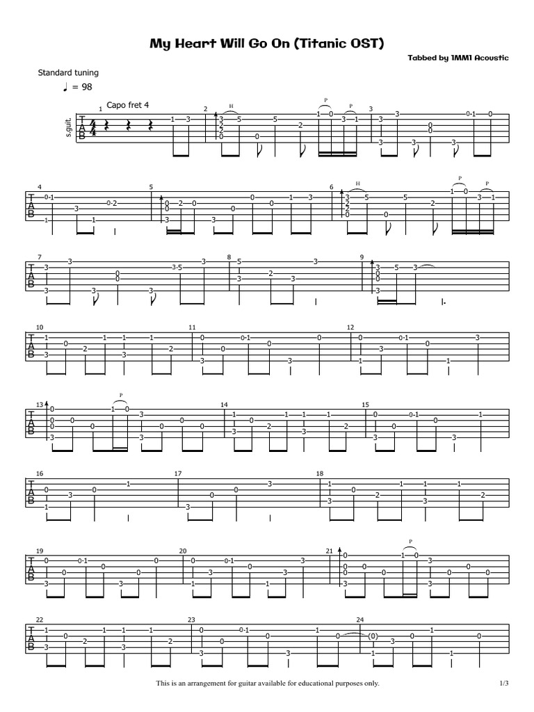 (Celine Dion) My Heart Will Go On TAB PDF Guitar Family Instruments Musical Instruments