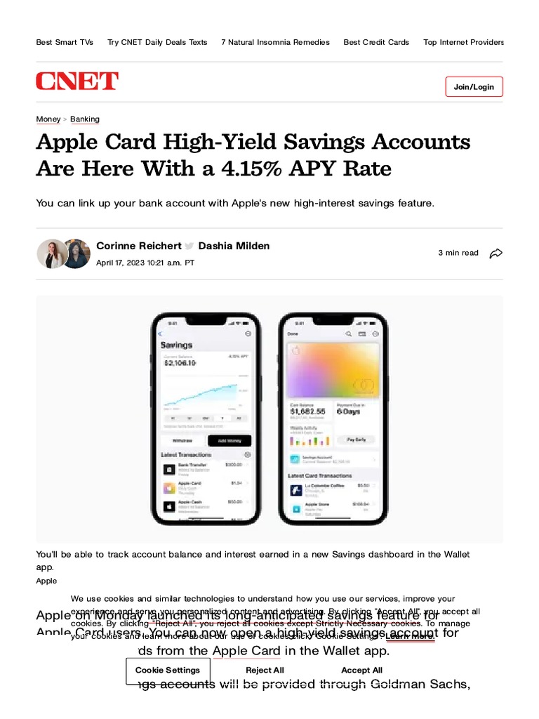 Apple Card High-Yield Savings Accounts Are Here With A 4.15% APY | PDF ...
