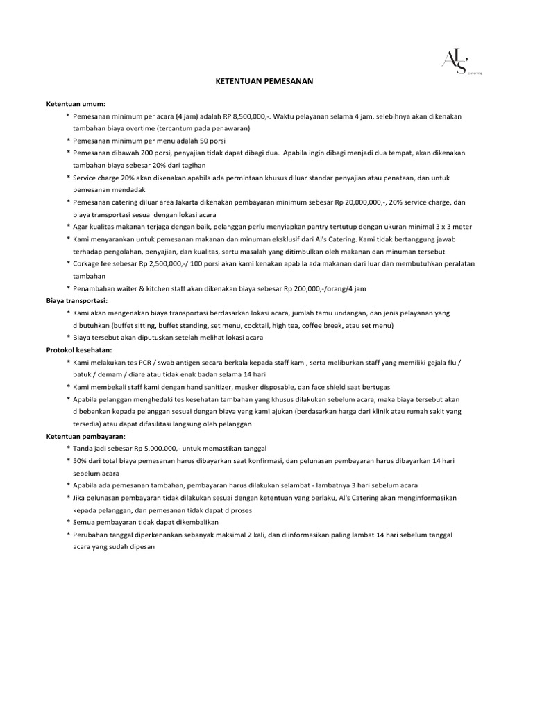 Menu Catering Al S Untuk Acara Spesial Pdf