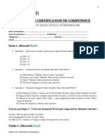 Examen de Certification Word Excel