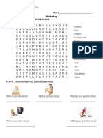 Workshop: Name: - Parti. Find The Members of The Family