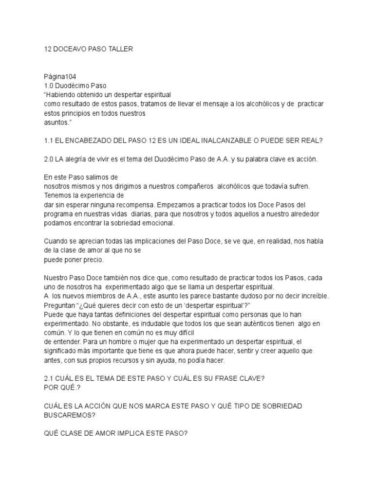 12 Doceavo Paso Taller | PDF | Amor | Ateísmo