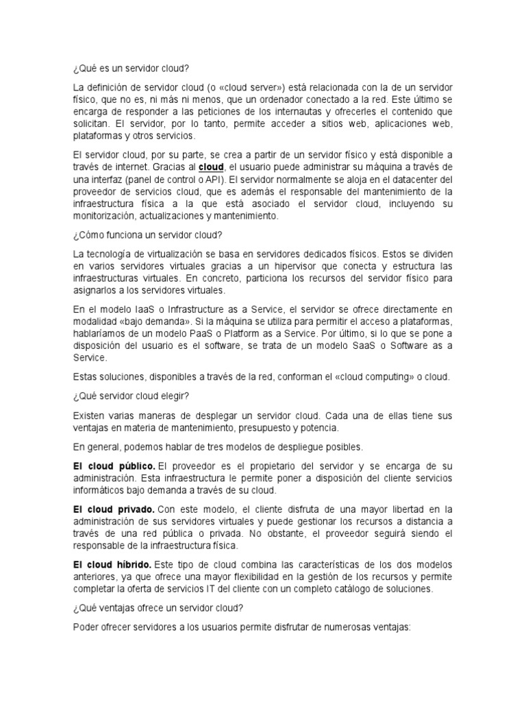 Guía de Servidores Cloud para Empresas | PDF | Computación en la nube ...