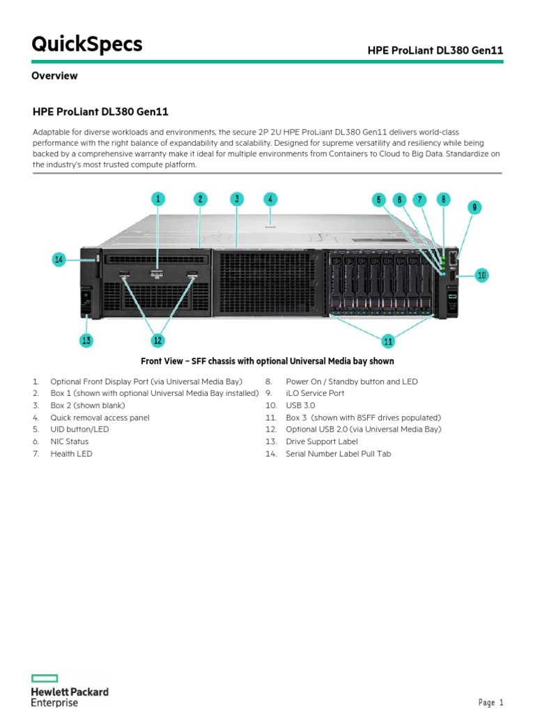 HPE ProLiant DL380 Gen11QuickSpecs PDF