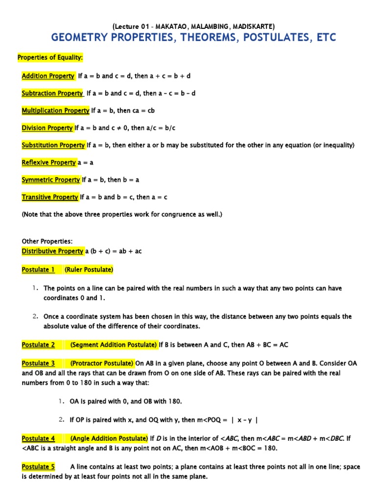 GRADE 9 Lecture 01 | PDF | Triangle | Perpendicular