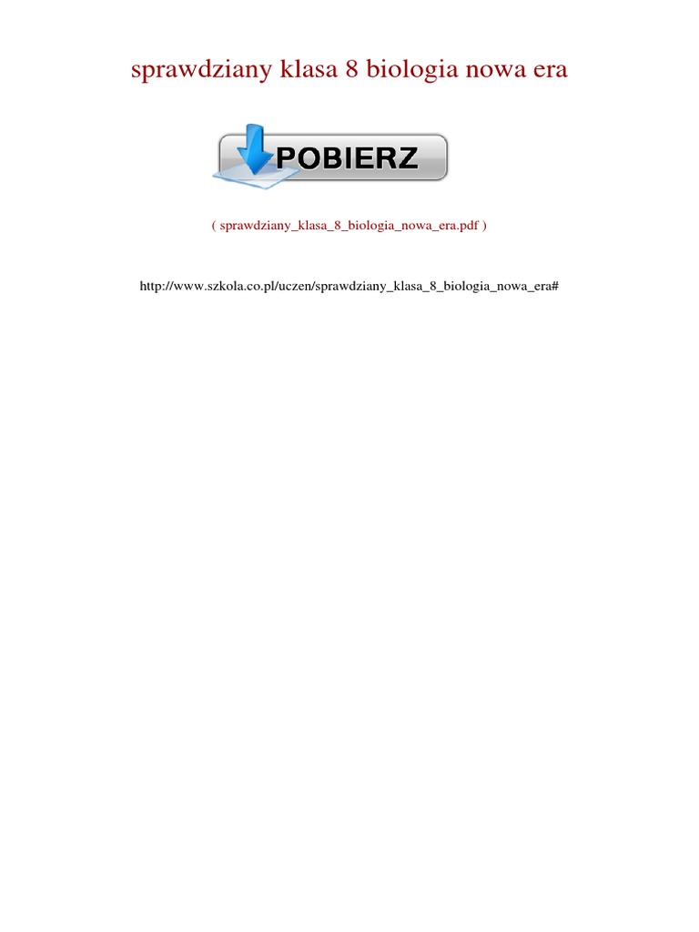 Biologia Nowa Era Klasa 8 (Sprawdziany - Klasa - 8 - Biologia - Nowa - Era PDF | PDF