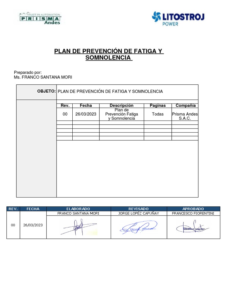 Plan de Prevención de Fatiga Laboral | PDF | Dormir | Seguridad y salud ...