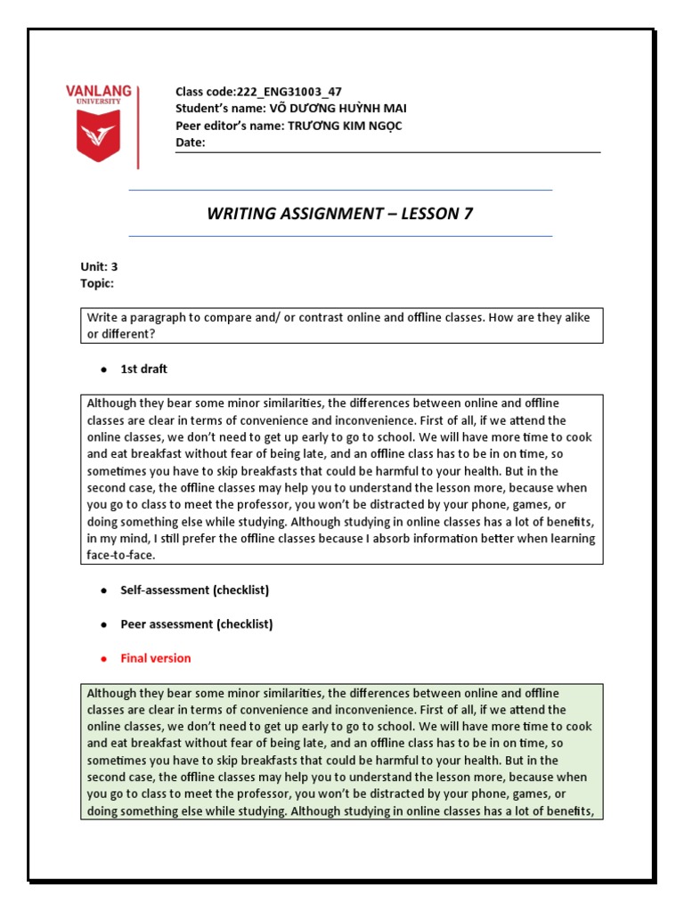 Lesson 7 Writting | PDF