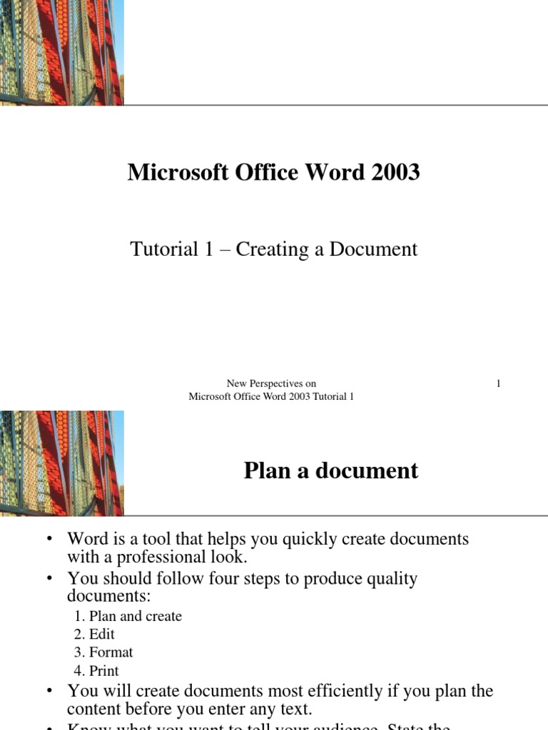 Word 2003 Document Creation Guide | PDF | Microsoft Word | Microsoft Office
