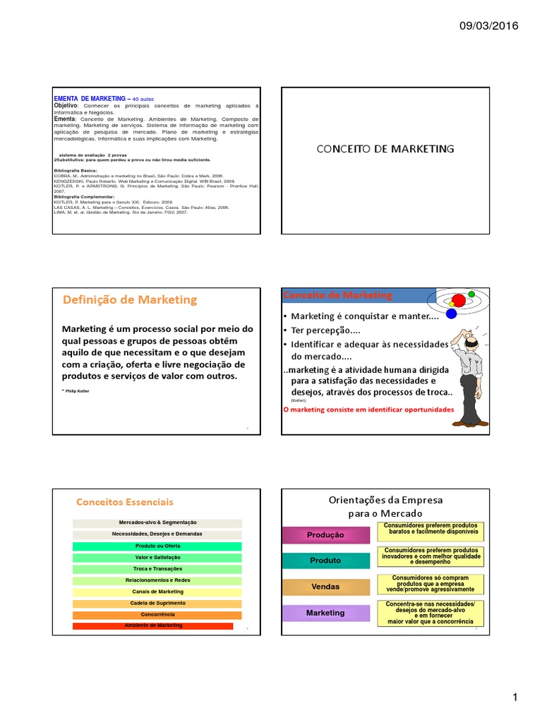 Modulo I CONCEITO DE MARKETING | PDF | Marketing | Segmentação de mercado