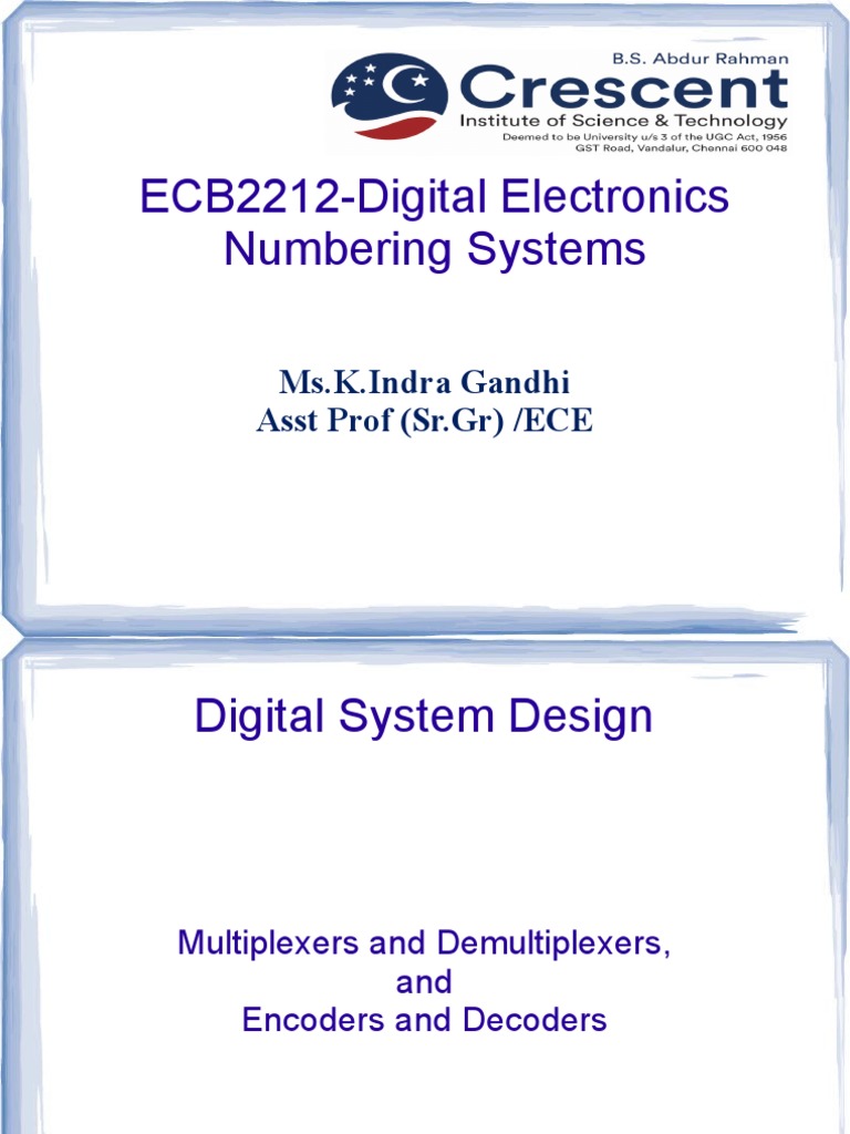 Encoder Decoder Multiplexers and Demultiplexers | PDF