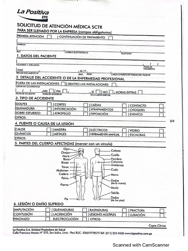 Hoja de Atención Médica SCTR CAMPAG | PDF
